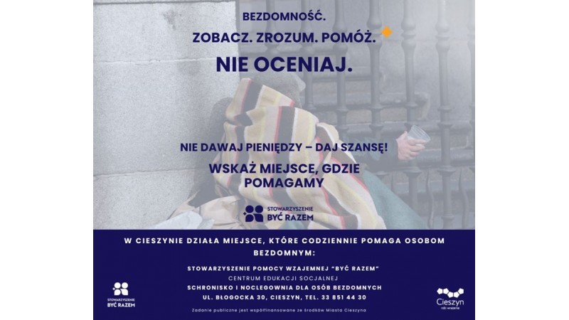 Plakat „Bezdomność. Zobacz. Zrozum. Pomóż. Nie oceniaj”, fot. org.